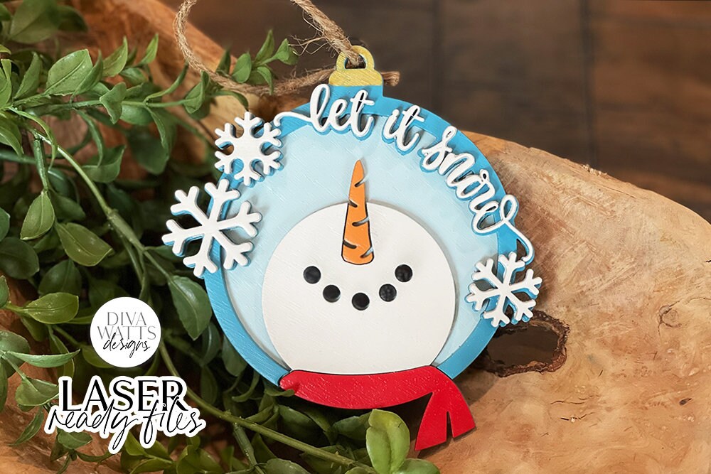 Snowman Ornament Glowforge SVG | Winter / Christmas Laser Cut File