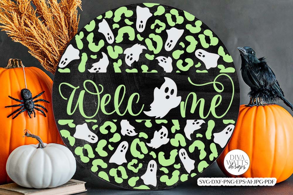 Welcome With Ghosts SVG | Halloween Round Design