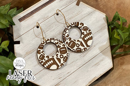 Football Leopard Print Drop Earrings Glowforge SVG | Sports Earring Design