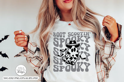 Boot Scootin' Spooky  Cowboy Ghost SVG | Retro Western Design