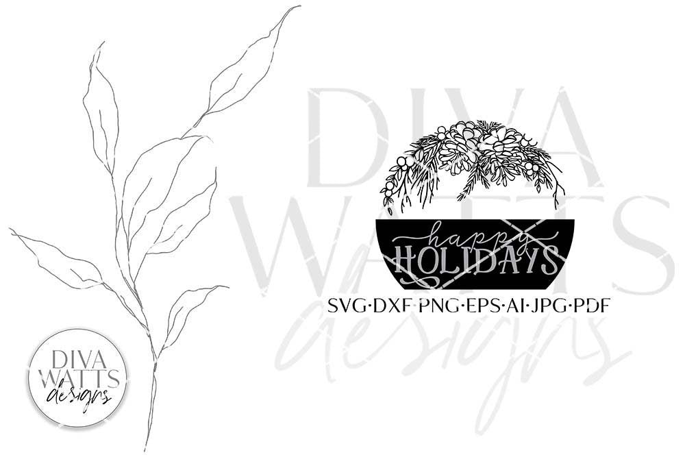 Happy Holidays SVG | Winter Greenery Round Design