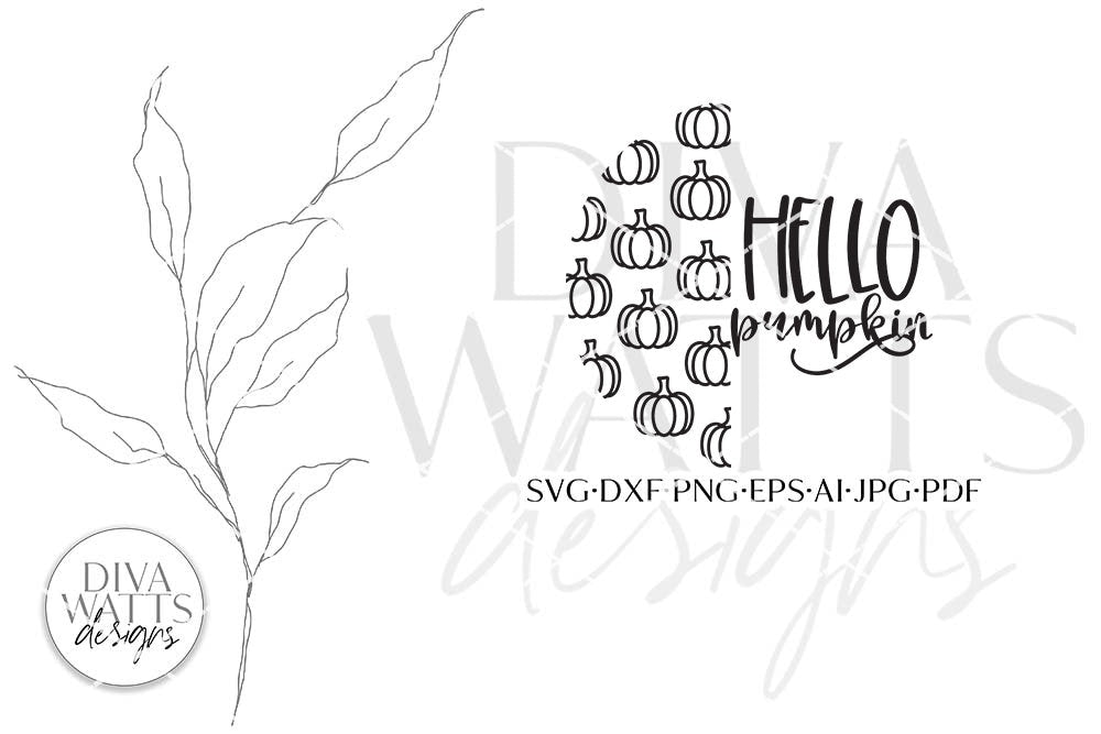 Hello Pumpkin SVG | Half Round Door Hanger Design