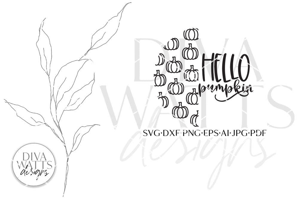 Hello Pumpkin SVG | Half Round Door Hanger Design