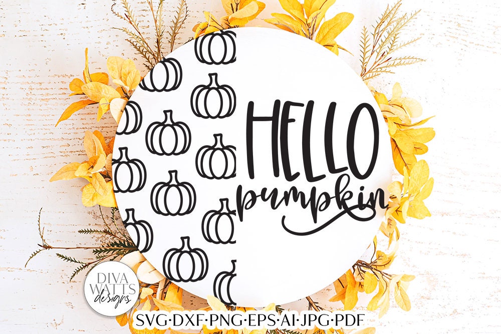 Hello Pumpkin SVG | Half Round Door Hanger Design