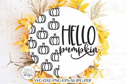 Hello Pumpkin SVG | Half Round Door Hanger Design