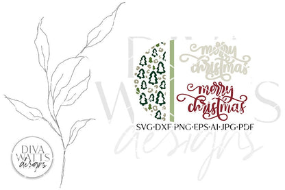 Merry Christmas Leopard Tree Print SVG | Winter Door Hanger | Round Design