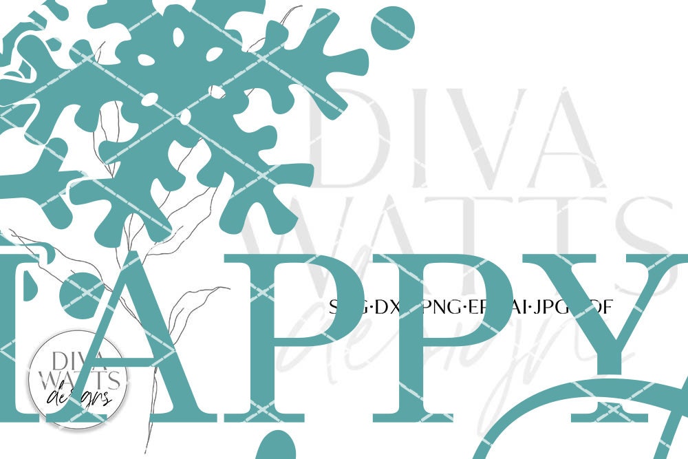 Happy Holidays With Snowflakes SVG | Farmhouse Round Design