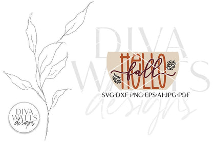 Hello Fall SVG | Autumn Farmhouse Round Sign SVG | Welcome SVG