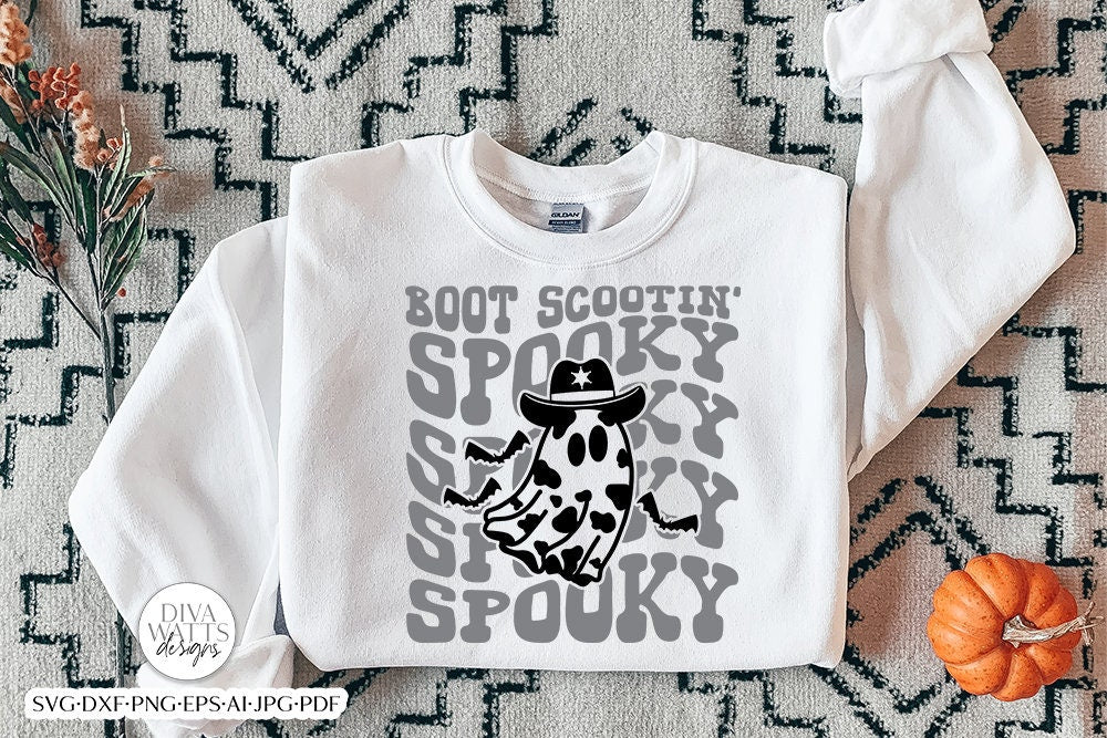 Boot Scootin' Spooky  Cowboy Ghost SVG | Retro Western Design