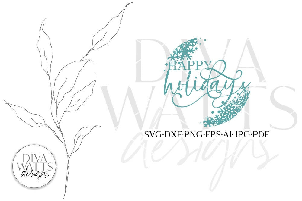 Happy Holidays With Snowflakes SVG | Farmhouse Round Design