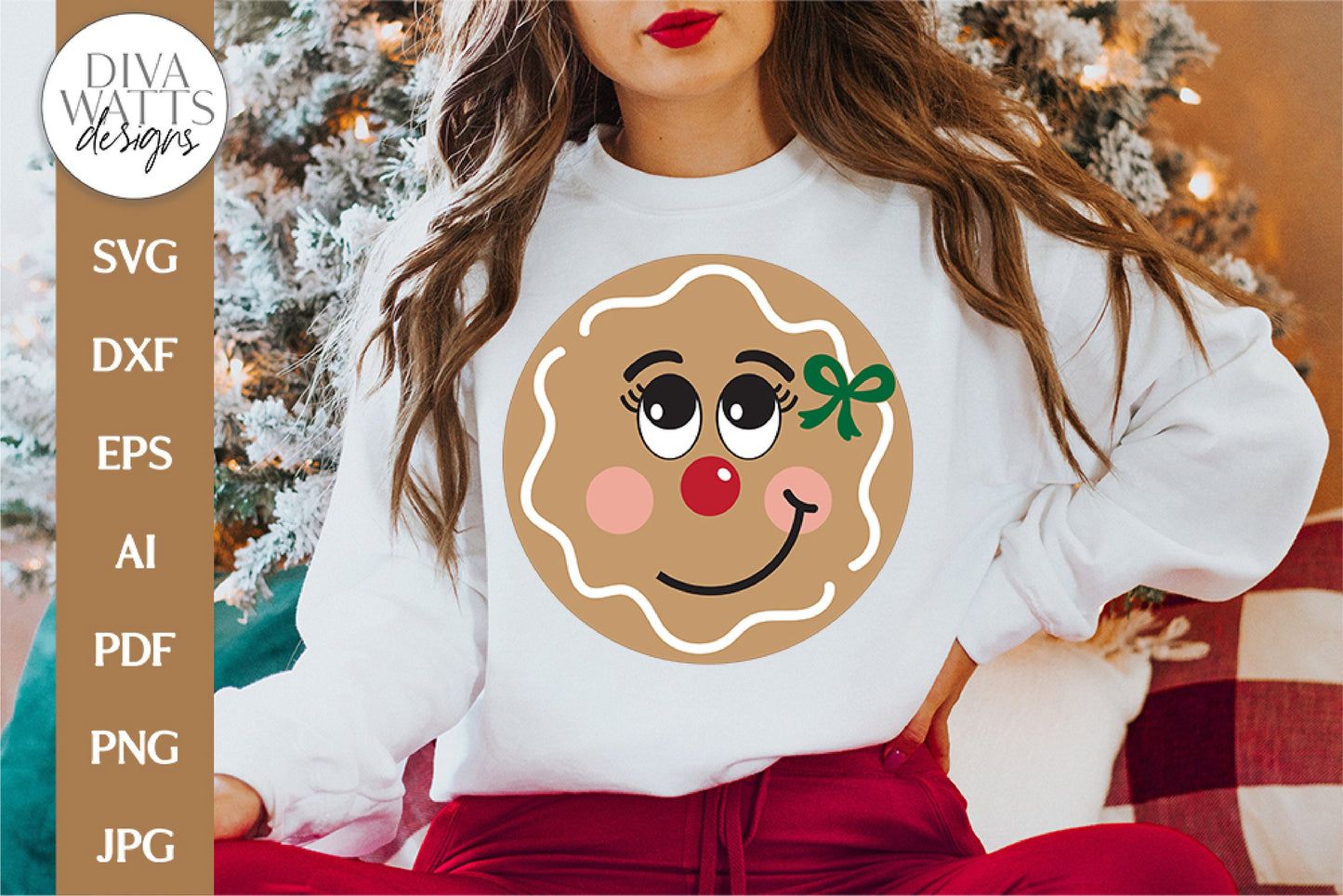 Gingerbread Faces SVG Bundle | Christmas / Winter Round Design