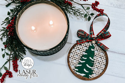 Christmas Boho Rattan Tree Ornament Glowforge SVG | Laser File