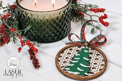 Christmas Boho Rattan Tree Ornament Glowforge SVG | Laser File