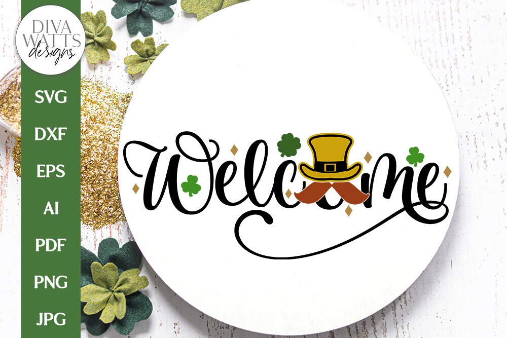Welcome With Shamrock and Leprechaun SVG | St. Patrick's Day Design