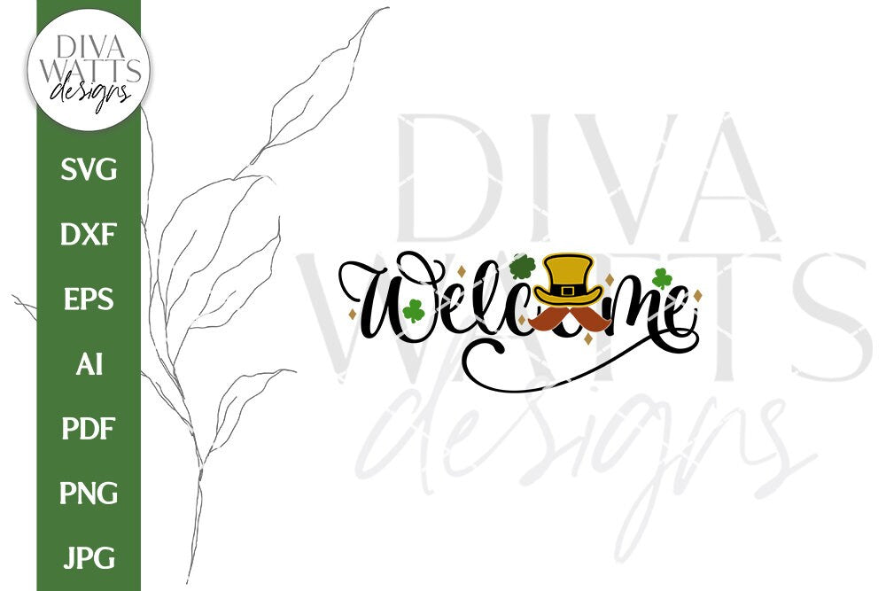 Welcome With Shamrock and Leprechaun SVG | St. Patrick's Day Design