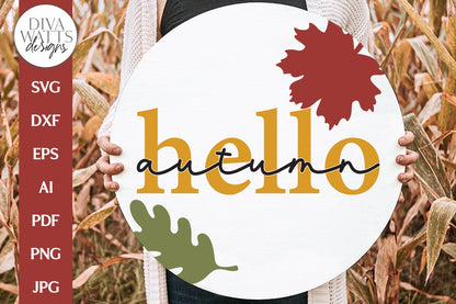 Hello Autumn SVG | Fall Leaves Design