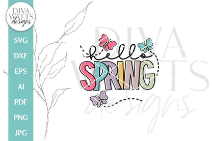 Hello Spring SVG | Butterflies Spring Time Design