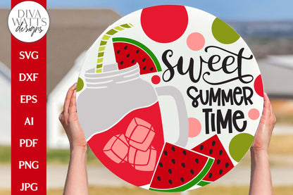 Sweet Summertime SVG | Summer Watermelon Drink Door Hanger Design