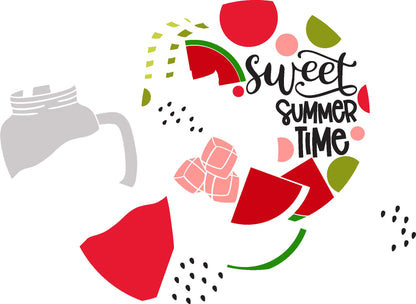 Sweet Summertime SVG | Summer Watermelon Drink Door Hanger Design