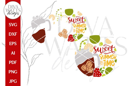 Sweet Summertime SVG | Summer Iced Tea with Lemons Door Hanger Design