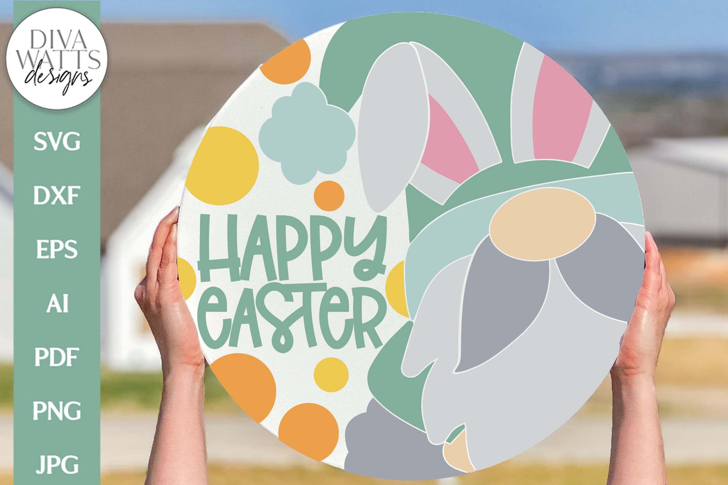 Happy Easter SVG | Easter Gnome Door Hanger Design