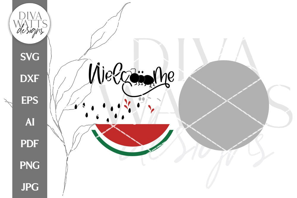 Welcome SVG | Watermelon & Ant Door Hanger Design