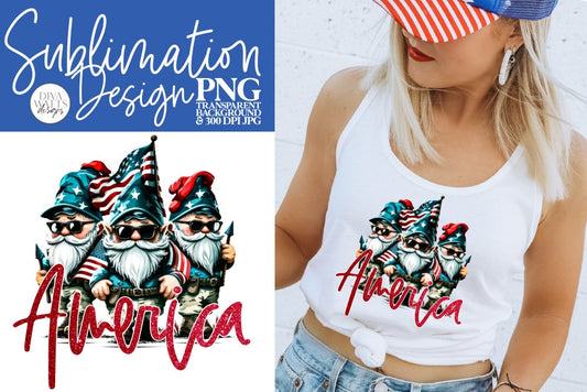 Patriotic Military Gnomes | Sublimation PNG | 4th of July | Independence Day Gnome