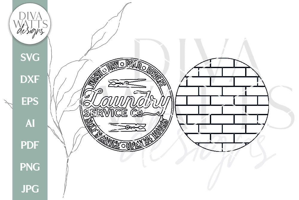 Laundry Room Laser SVG | Glowforge Farmhouse Round Sign Design | DXF and More