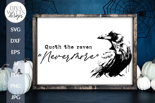 Nevermore SVG | Edgar Allan Poe Halloween Raven Design