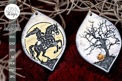 Sleepy Hollow Earrings SVG Headless Horseman Earrings Glowforge Earrings Sleepy Hollow Halloween Earrings For Laser