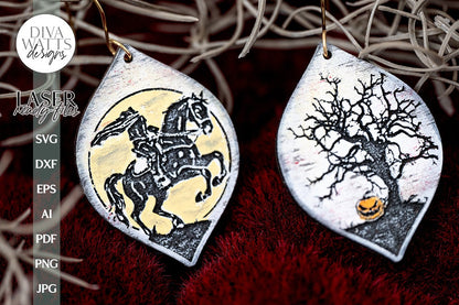 Sleepy Hollow Earrings SVG Headless Horseman Earrings Glowforge Earrings Sleepy Hollow Halloween Earrings For Laser