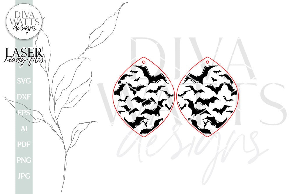 Bat Earrings SVG For Laser Earrings With Bats for Halloween Earrings For Glowforge Bat Earrings SVG Halloween Bat Earrings With Bats SVG