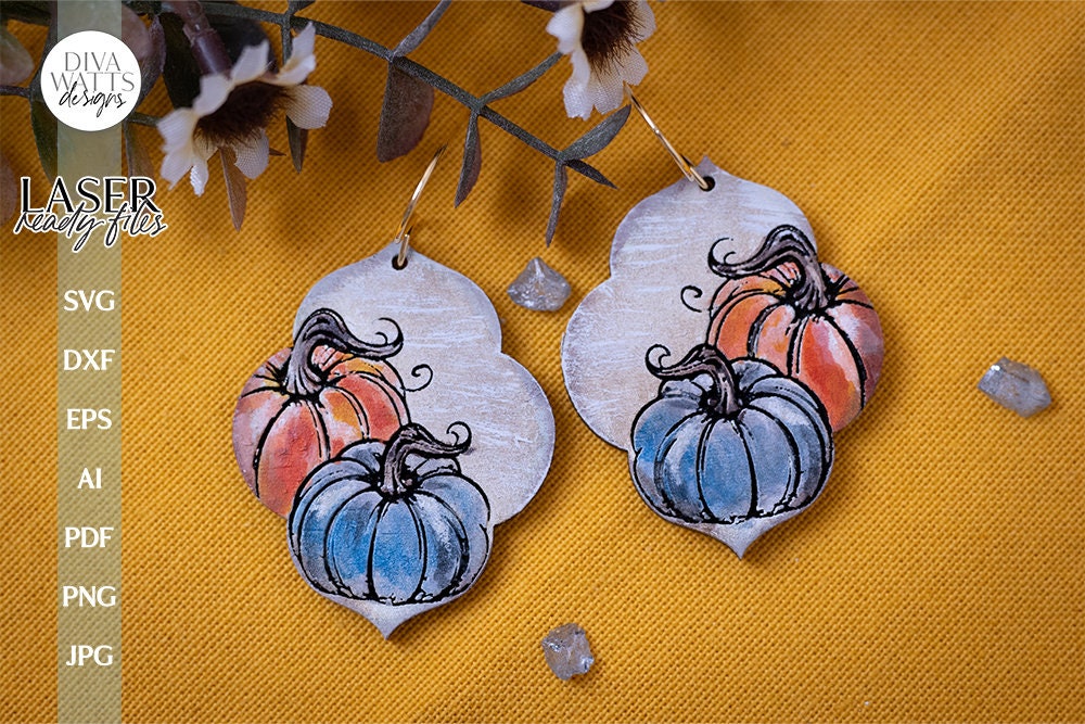 Pumpkin Earrings SVG For Laser Fall Earrings Pumpkin Duo Glowforge Earrings SVG For Laser Pumpkin Earrings SVG Autumn Earrings svg Fall svg