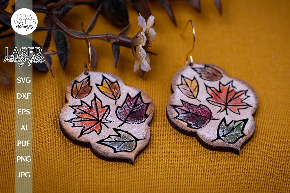 Fall Leaves Earrings SVG For Laser Fall Earrings Fall Leaves Glowforge Earrings SVG For Laser Fall Leaves Earrings SVG Autumn Earrings svg