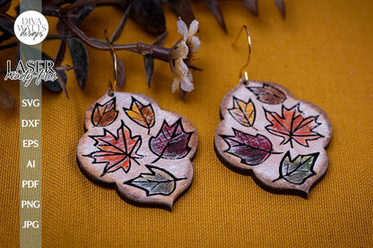 Fall Leaves Earrings SVG For Laser Fall Earrings Fall Leaves Glowforge Earrings SVG For Laser Fall Leaves Earrings SVG Autumn Earrings svg