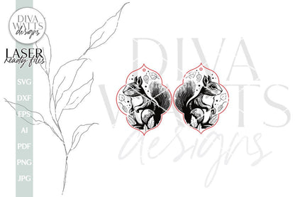 Squirrel Earrings Laser SVG For Fall Earrings With Squirrel Earrings SVG Autumn Earrings With Squirrel SVG Fall Leaves Earrings With Animal