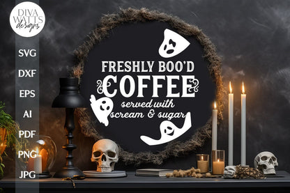 Freshly Boo'd Coffee SVG Halloween Ghost SVG For Door Hanger Halloween Ghost Coffee SVG For Sign Ghost Coffee svg Freshly Boo'd Coffee svg