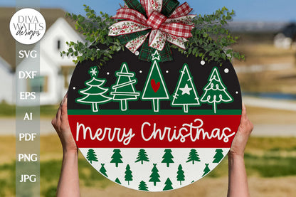 Merry Christmas SVG Door Hanger For Christmas SVG Welcome SVG Christmas Trees Winter Door Hanger svg Christmas Trees svg Christmas Sign svg