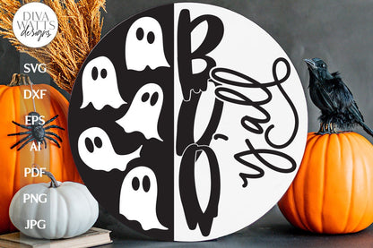 Boo Y'all SVG Halloween Ghost Door Hanger SVG For Fall Halloween Ghost Door Sign With Ghosts For Halloween Decor Ghost Sign svg For Door