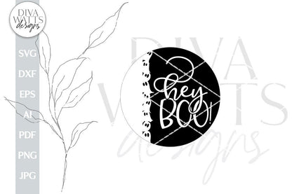 Hey Boo Ghost SVG Halloween Round Design With Ghosts SVG Design For Door Hanger With Ghosts For Halloween Ghost Design For Front Door SVG