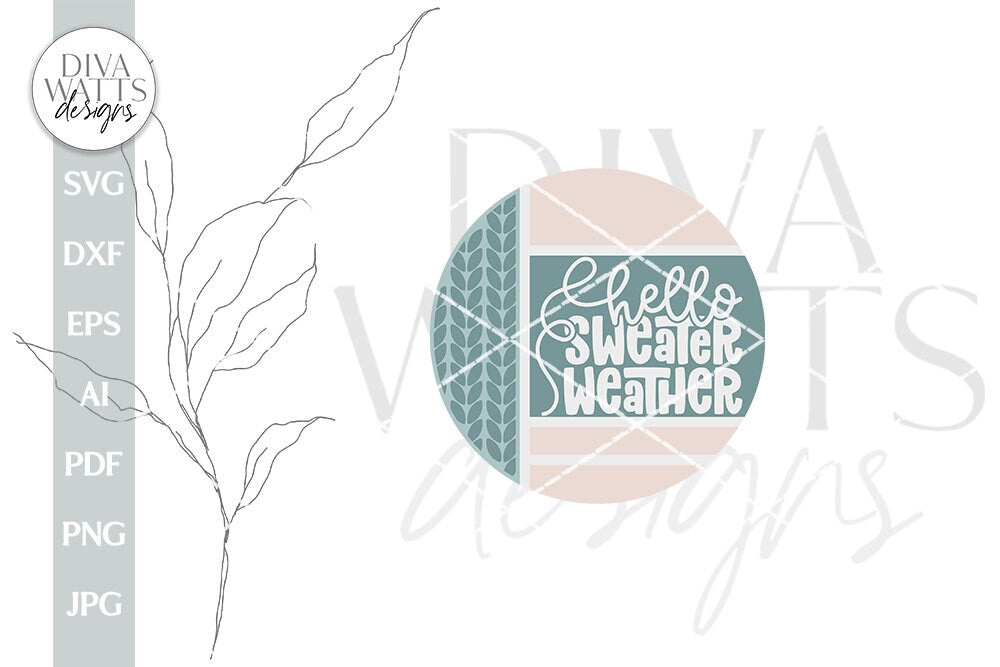 Hello Sweater Weather SVG Door Hanger For Fall SVG Fall Hello SVG Fall Welcome svg Modern Farmhouse Door Hanger svg Boho Door Hanger svg