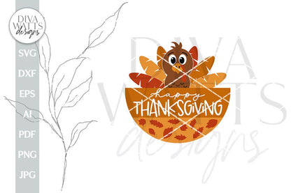 Happy Thanksgiving SVG Fall Door Hanger svg Thanksgiving svg Turkey svg Cute Turkey svg Sign svg Fall Door Sign With Turkey Fall Leaves svg