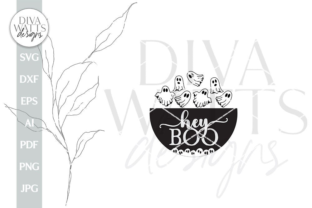 Hey Boo Ghost SVG Halloween Door Hanger svg Ghost Door Hanger svg Ghost Sign SVG Ghost Welcome SVG Halloween Welcome svg cut file for cricut