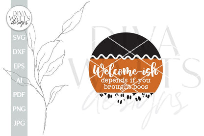 Welcome-ish SVG Halloween Ghost Door Hanger SVG Ghost svg Funny Halloween SVG Funny Ghost svg Cute Ghost svg Welcome Halloween svg cut file