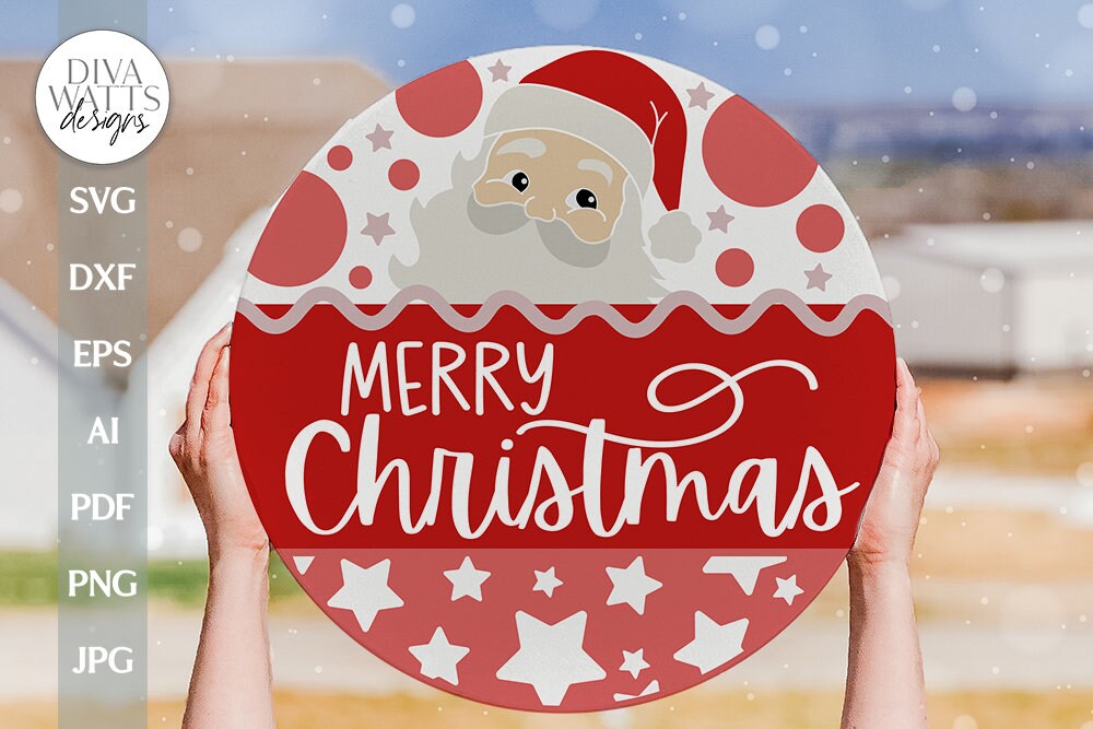 Merry Christmas SVG Santa Door Hanger SVG Santa SVG Christmas Door Hanger Santa Claus svg Santa Welcome svg Welcome svg for Christmas Sign