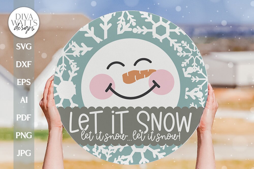 Let It Snow SVG Christmas Door Hanger SVG Winter Door Sign svg Snowflakes svg Snowman svg Welcome SVG For Winter Door Hanger svg Sign