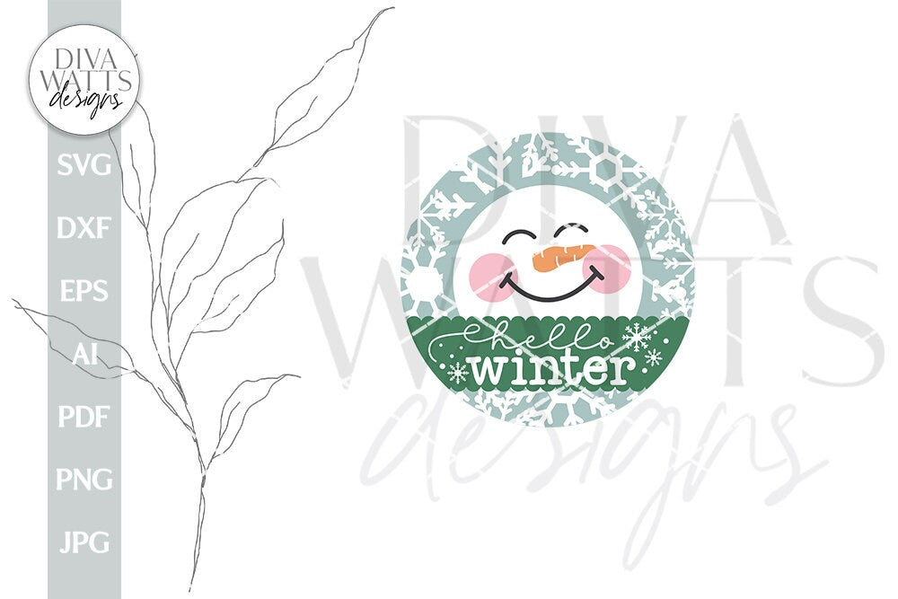 Hello Winter SVG Christmas Door Hanger SVG Winter Door Sign svg Snowflakes svg Snowman svg Welcome SVG For Winter Door Hanger svg Sign