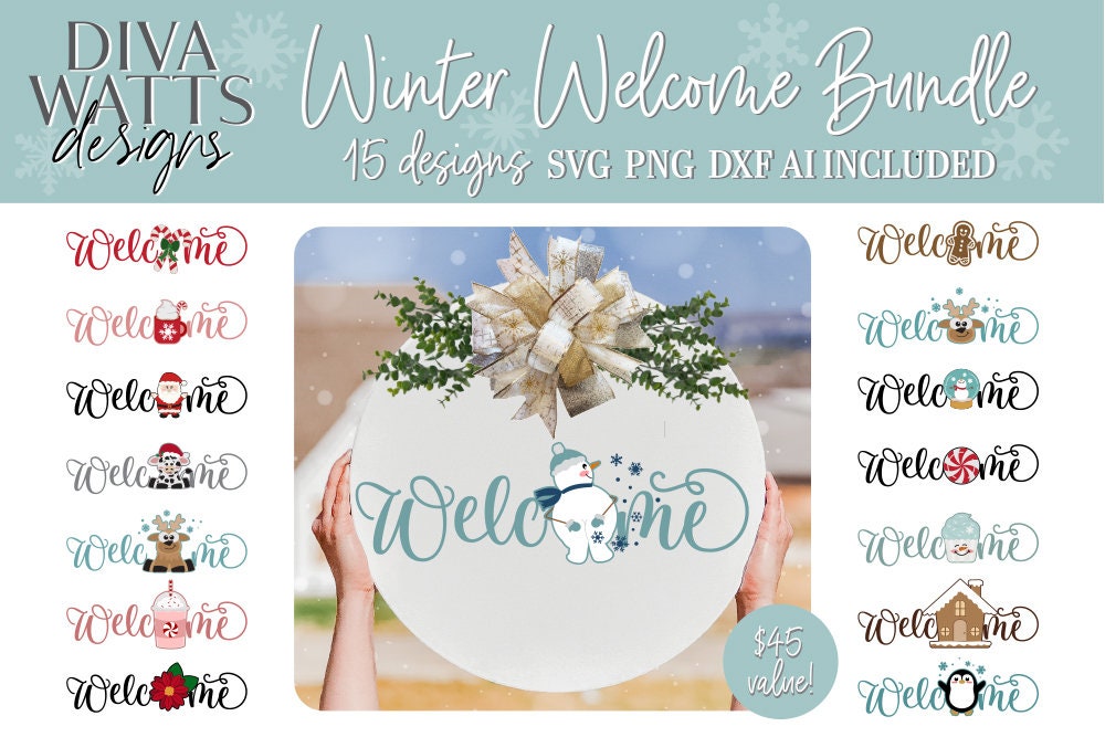 Winter Welcome Bundle SVG Christmas SVG Bundle Winter SVG Bundle Welcome svg Bundle Welcome Sign bundle Welcome Door Hanger Bundle svg