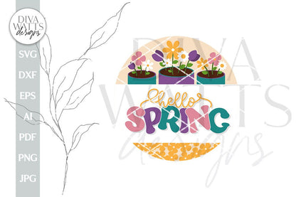 Hello Spring SVG Spring Door Hanger SVG Spring Sign svg Spring svg Spring Flowers svg Springtime svg Spring Welcome svg Welcome Flower Pot