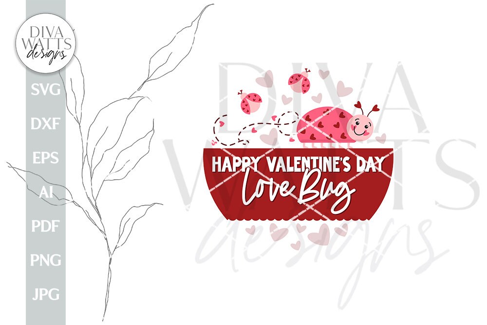 Happy Valentines Day Love Bug SVG Valentine's Day Door Hanger SVG Valentine's Day Welcome svg Valentine Ladybug SVG Ladybug Door Hanger svg